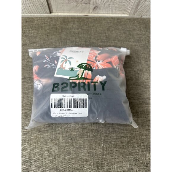 Womens Large Floral Tankini Swimsuit 2 pc Set With Boyshorts Black & Coral - Picture 9 of 9